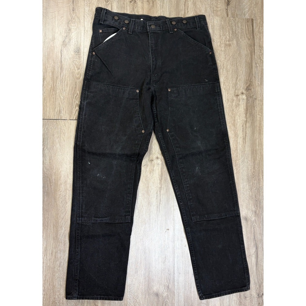 VTG Wild Ass Jeans Mens 36x34 Black Carpenter Relaxed Double Knee Denim